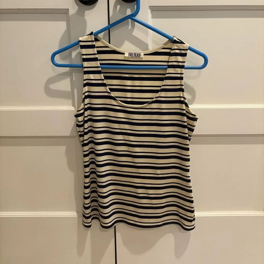 Bill Blass Women's Striped Tank Top - Black and Cream